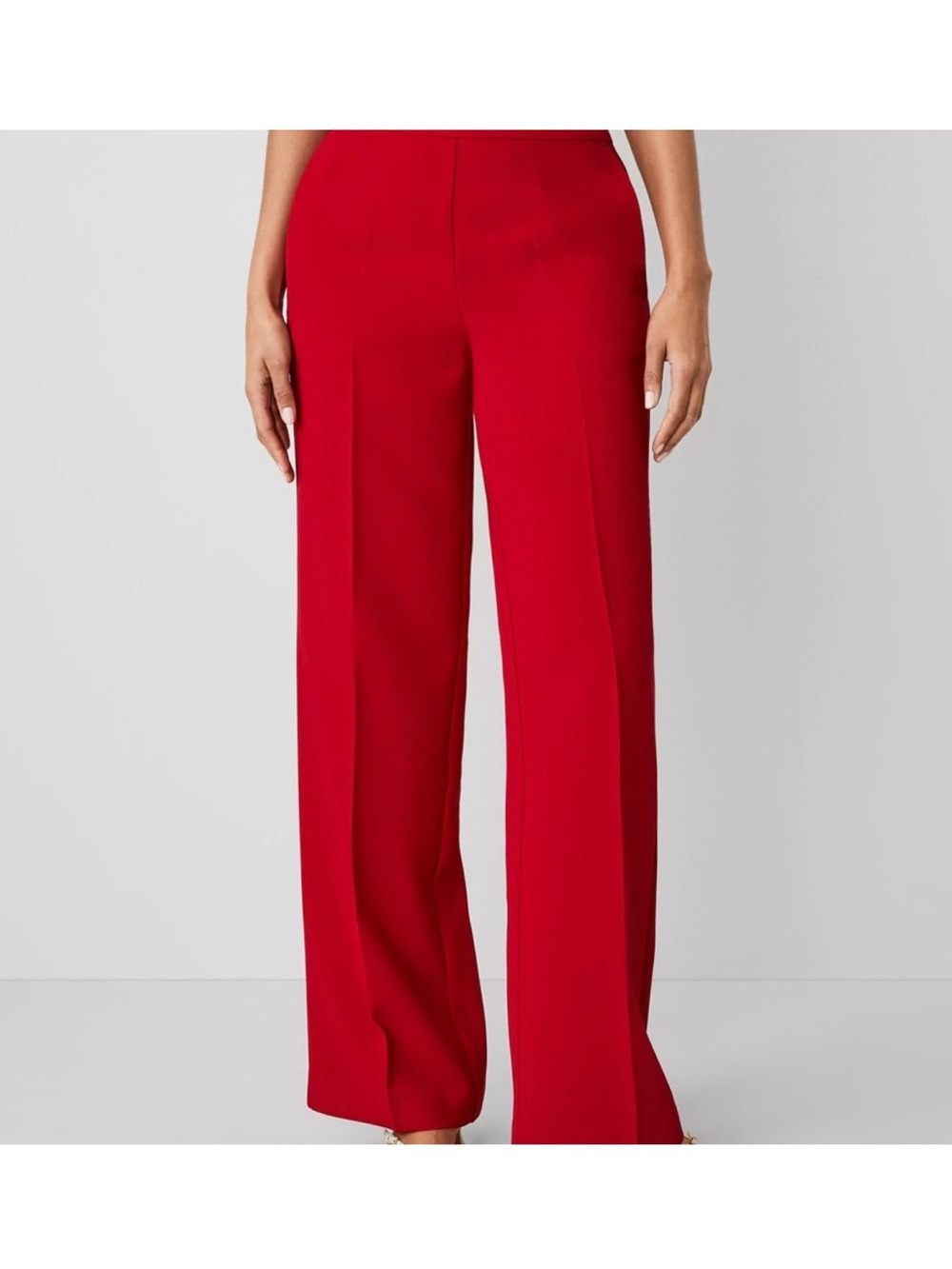 Ann Taylor Factory Red Wide-Leg Trousers